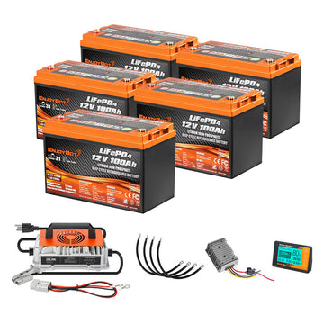 Enjoybot 60V 100Ah Golf Cart Lithium Battery Conversion Kit - 5 Batteries